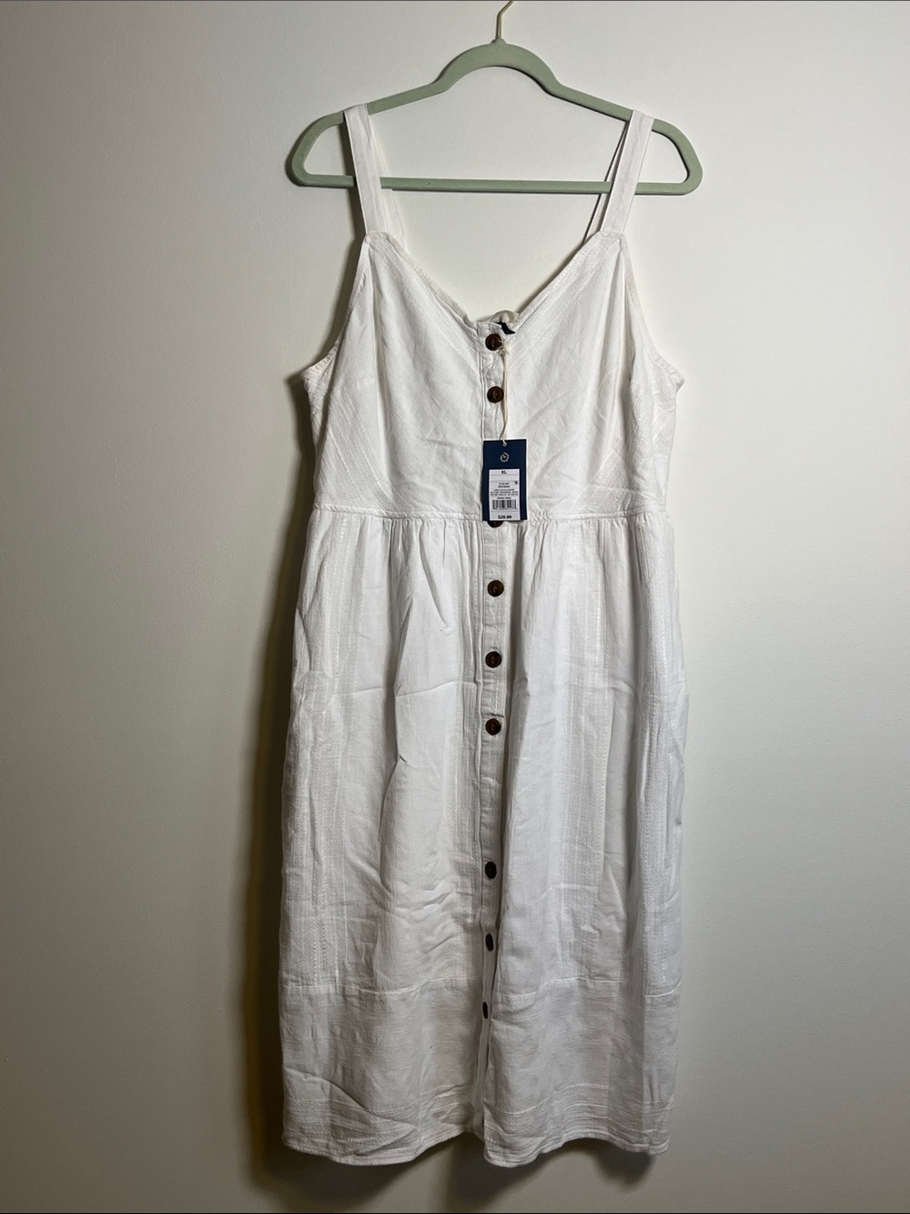 NWT - Sz XL - White Button-Front Summer Dress Universal Thread